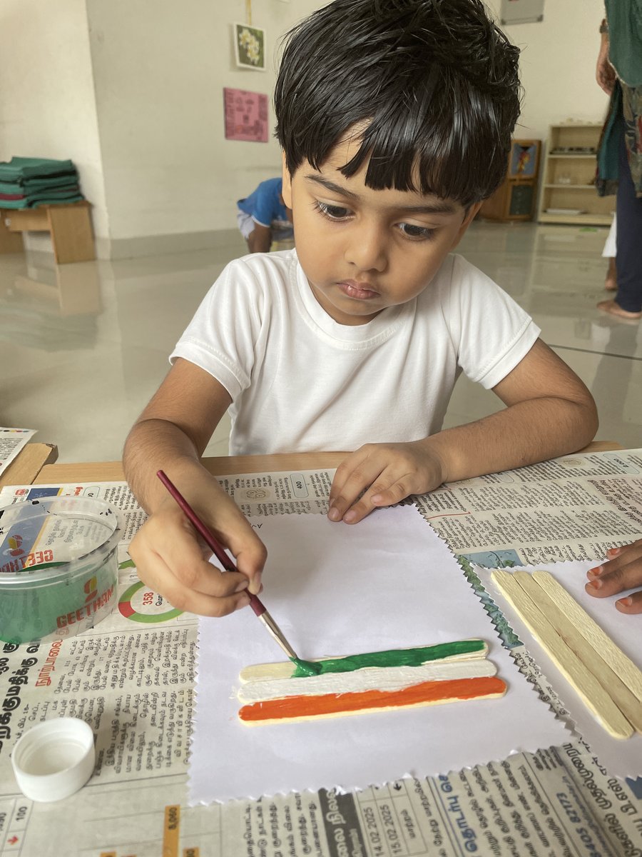 Boy painting the Indian flag — exploring art and culture at Kidoz