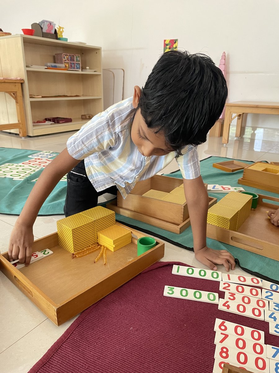 Montessori mathematics with golden beads at Kidoz, near Medavakkam